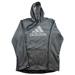 Adidas Aeroready Lightweight‎ 3-Stripes Logo Hoodie Dark Gray - Mens Size M